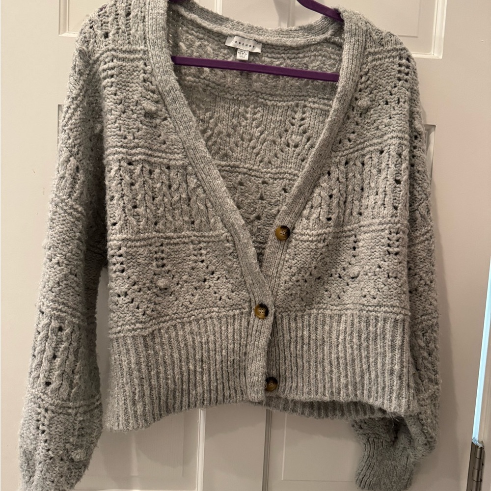 Topshop Gray Chunky Knit Cardigan